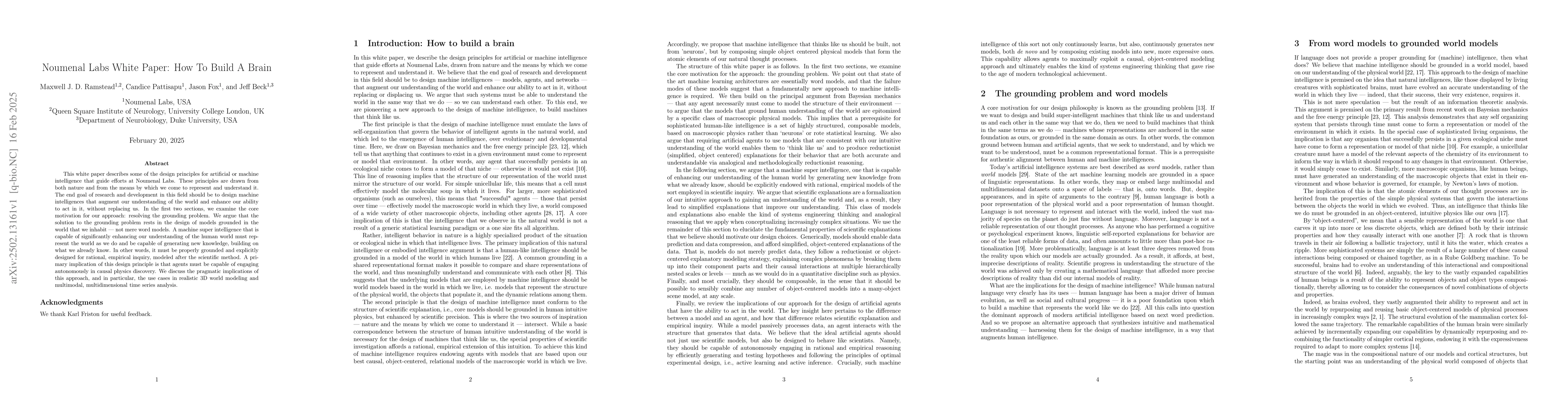 Thumbnail for Noumenal Labs White Paper: How To Build A Brain