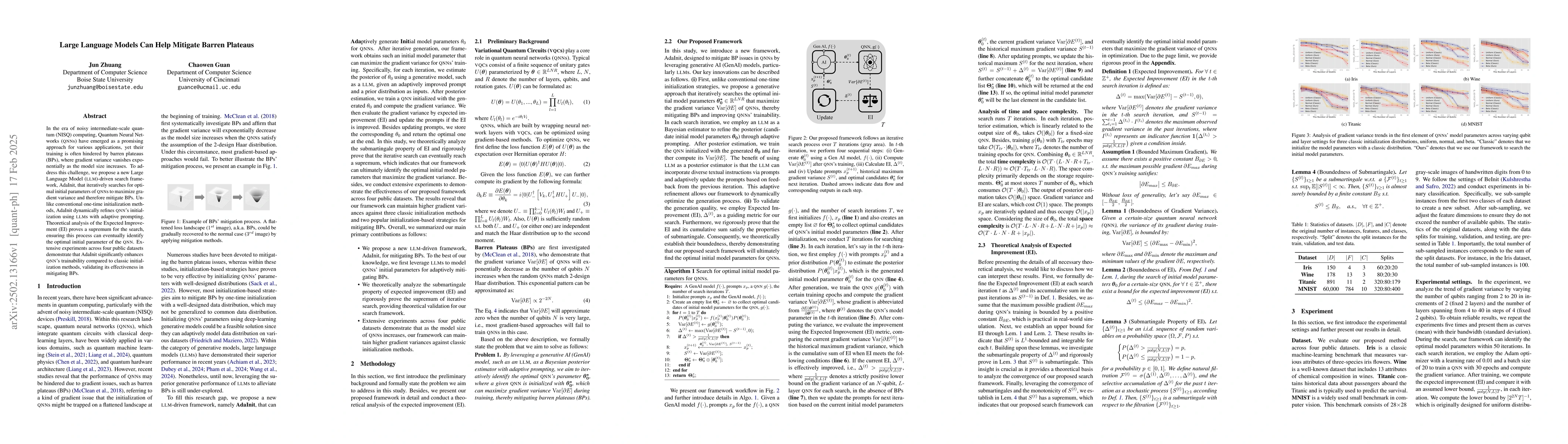 Thumbnail for Large Language Models Can Help Mitigate Barren Plateaus