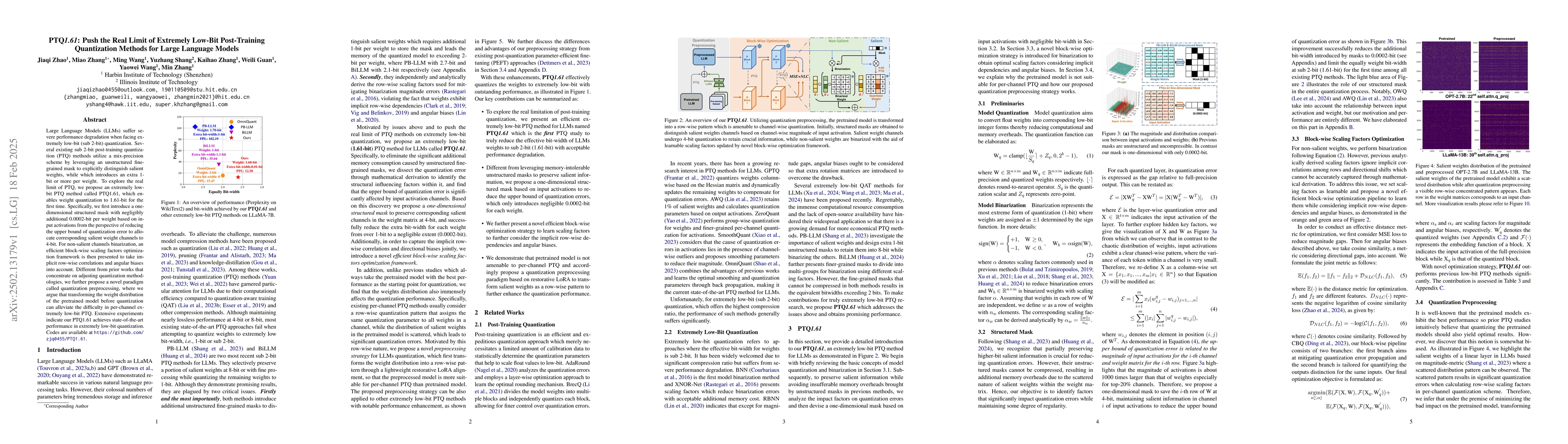 Thumbnail for PTQ1.61: Push the Real Limit of Extremely Low-Bit Post-Training
  Quantization Methods for Large Language Models