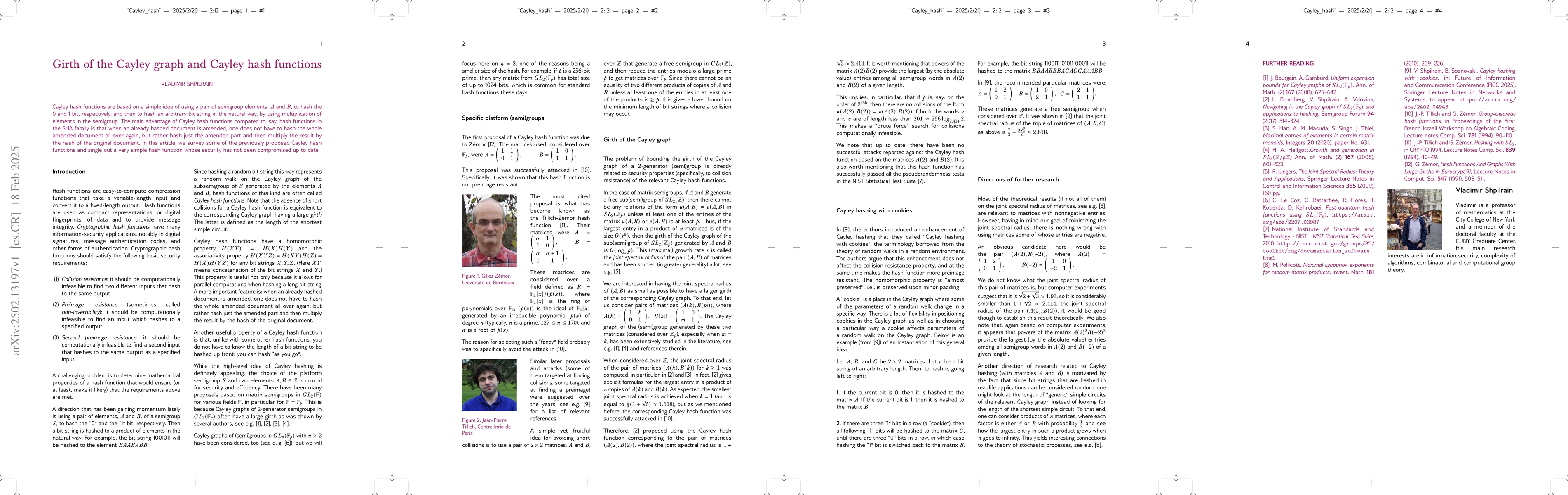 Thumbnail for Girth of the Cayley graph and Cayley hash functions