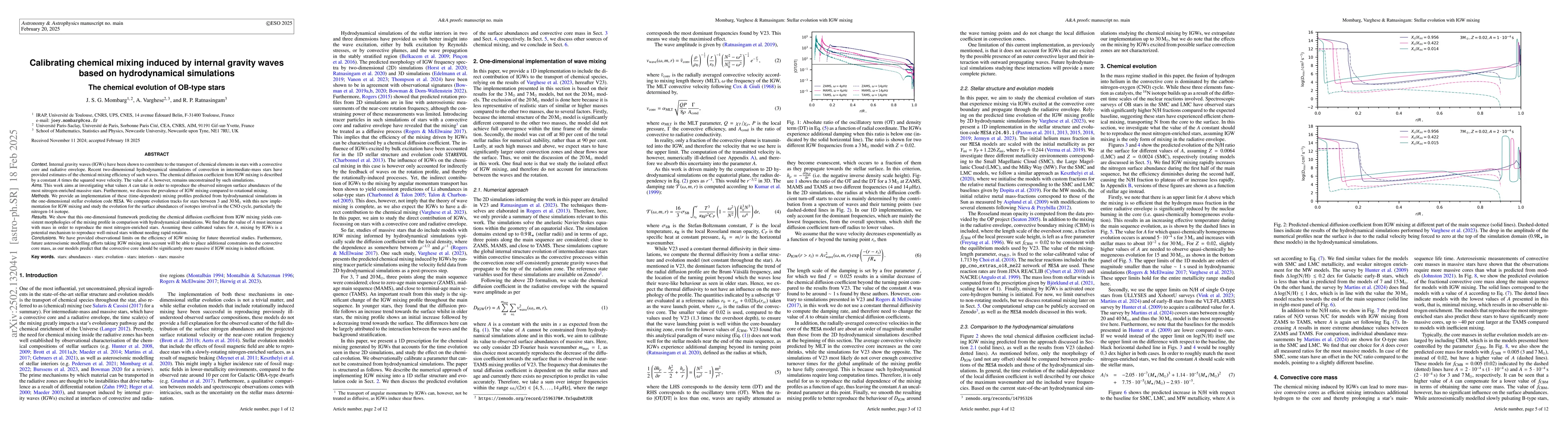 Thumbnail for Calibrating chemical mixing induced by internal gravity waves based on
  hydrodynamical simulations; The chemical evolution of OB-type stars