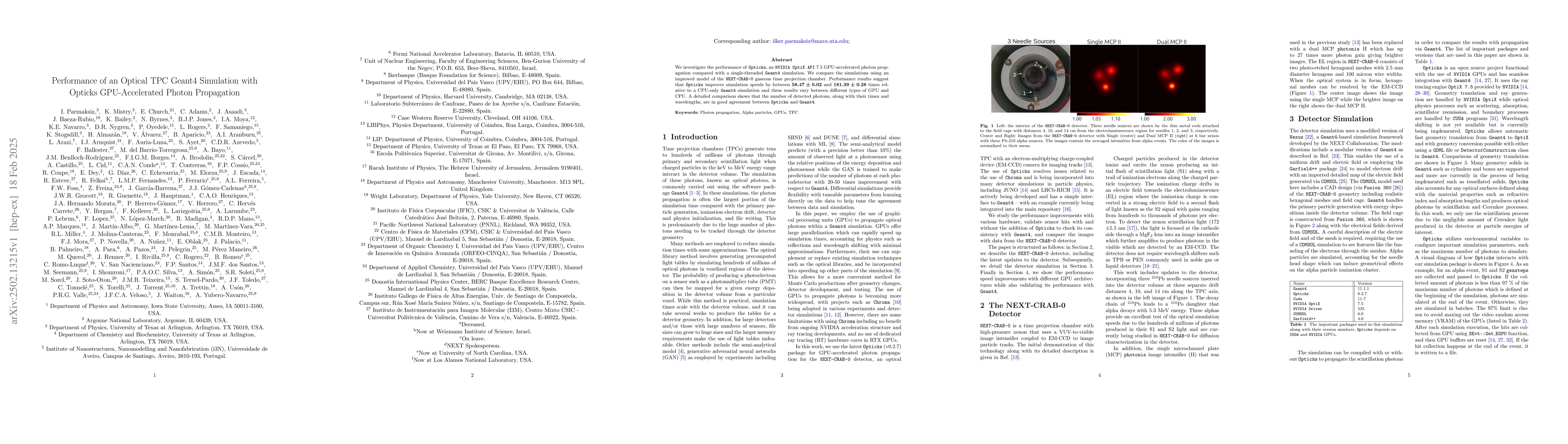 Thumbnail for Performance of an Optical TPC Geant4 Simulation with Opticks
  GPU-Accelerated Photon Propagation
