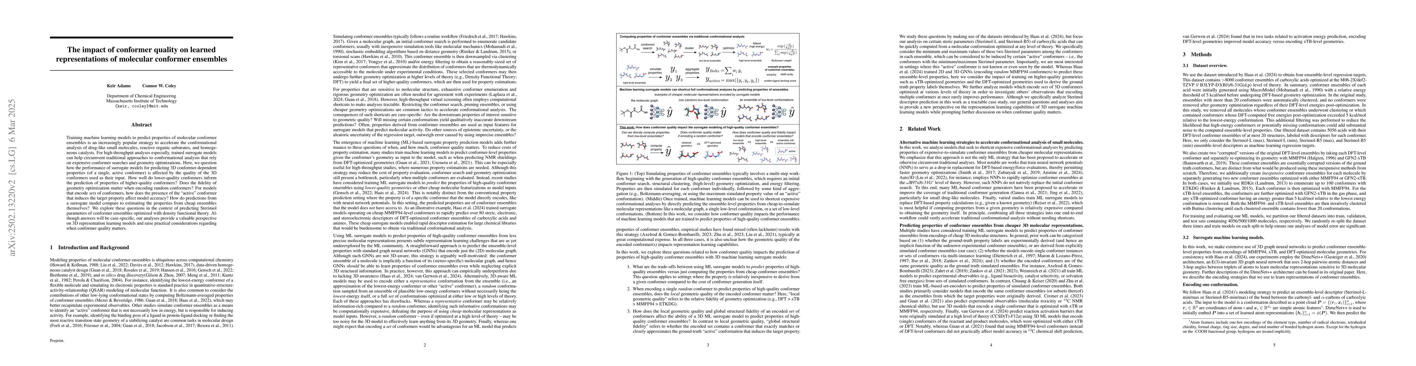 Thumbnail for The impact of conformer quality on learned representations of molecular
  conformer ensembles