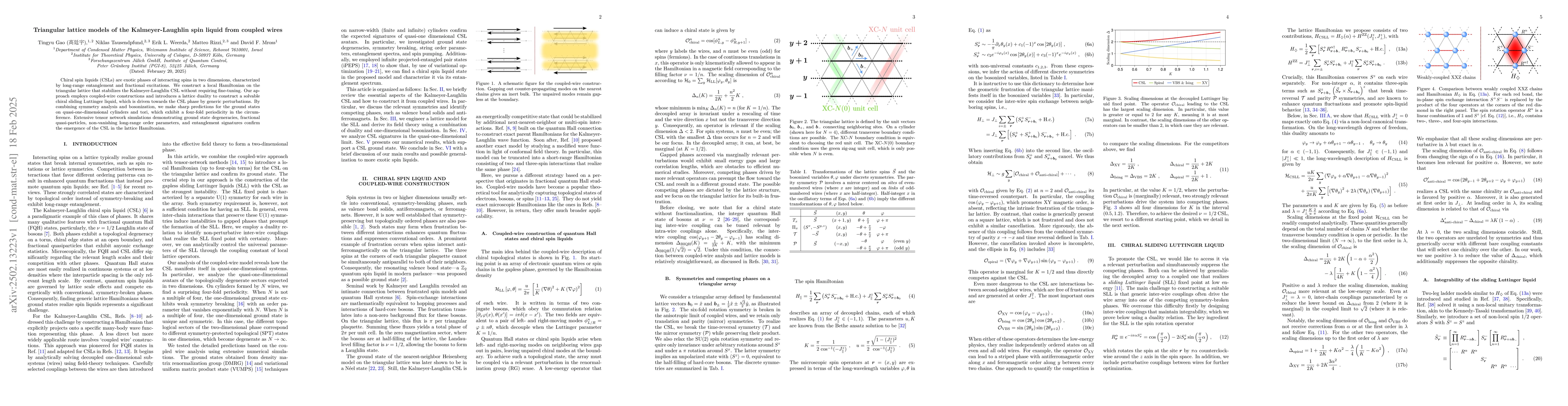 Thumbnail for Triangular lattice models of the Kalmeyer-Laughlin spin liquid from
  coupled wires