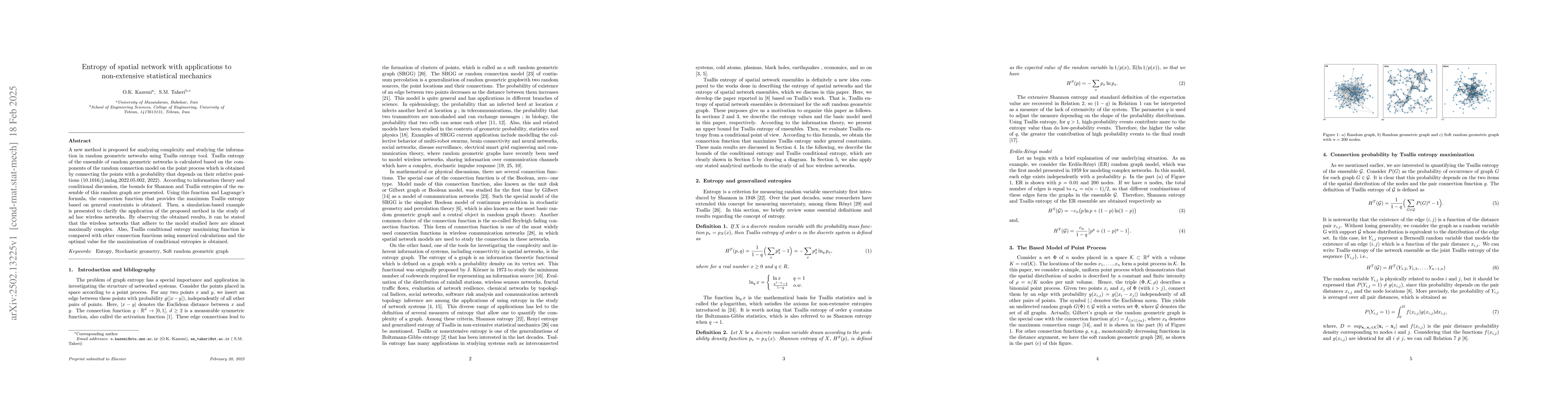 Thumbnail for Entropy of spatial network with applications to non-extensive
  statistical mechanics