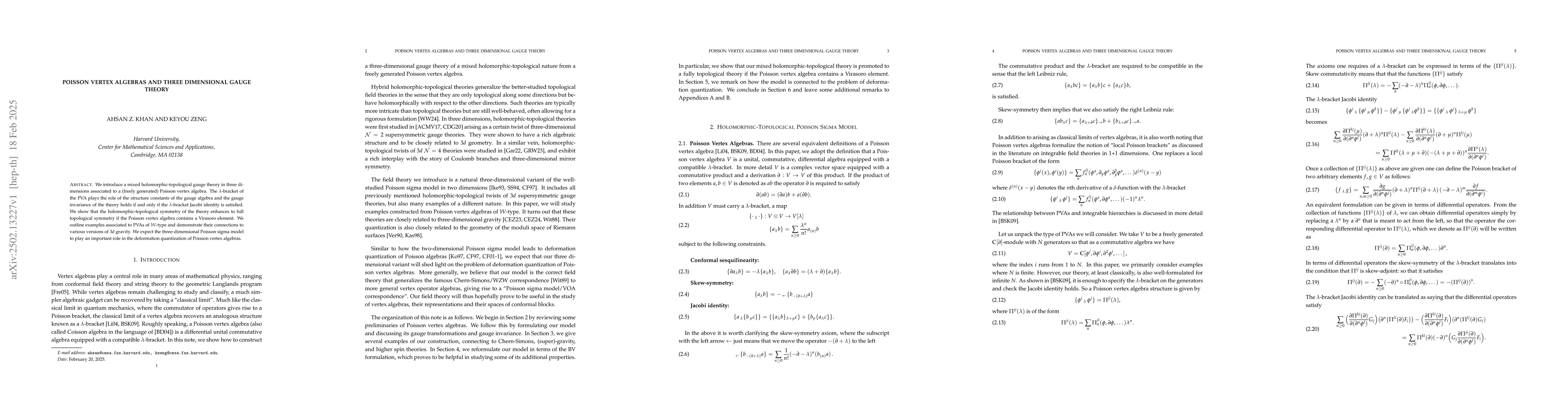 Thumbnail for Poisson Vertex Algebras and Three-Dimensional Gauge Theory
