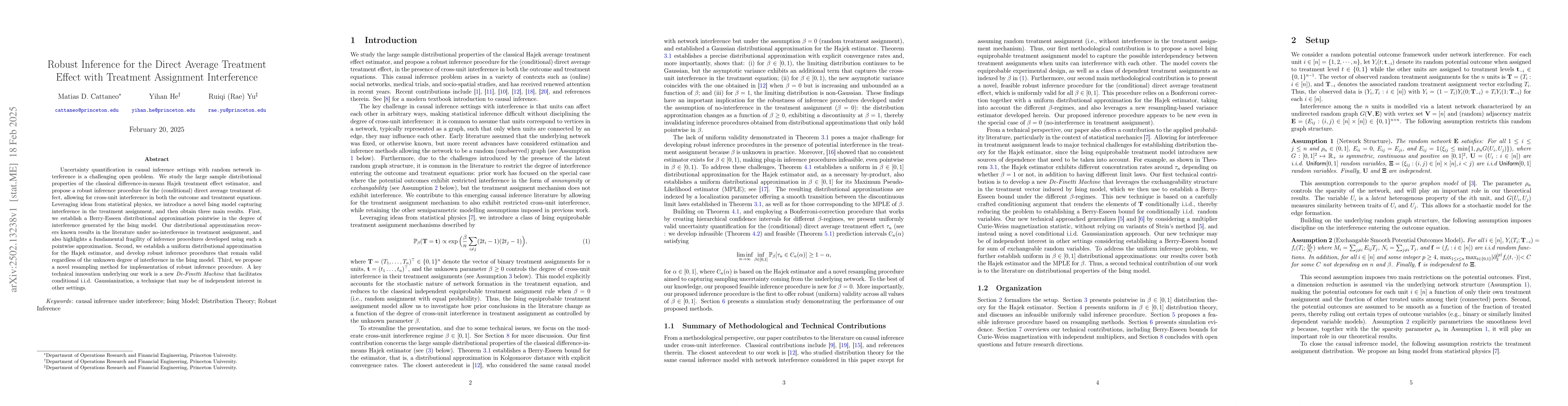 Thumbnail for Robust Inference for the Direct Average Treatment Effect with Treatment
  Assignment Interference