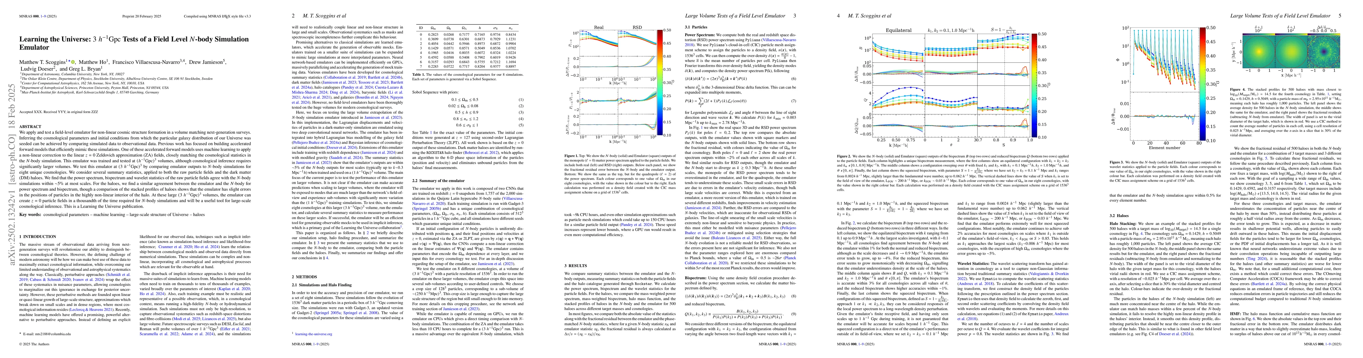 Thumbnail for Learning the Universe: $3\ h^{-1}{\rm Gpc}$ Tests of a Field Level
  $N$-body Simulation Emulator