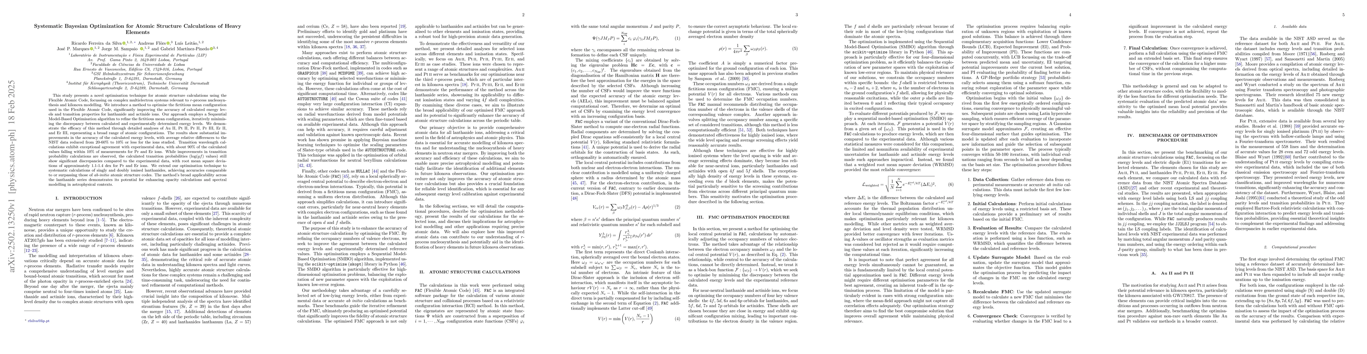 Thumbnail for Systematic Bayesian Optimization for Atomic Structure Calculations of
  Heavy Elements