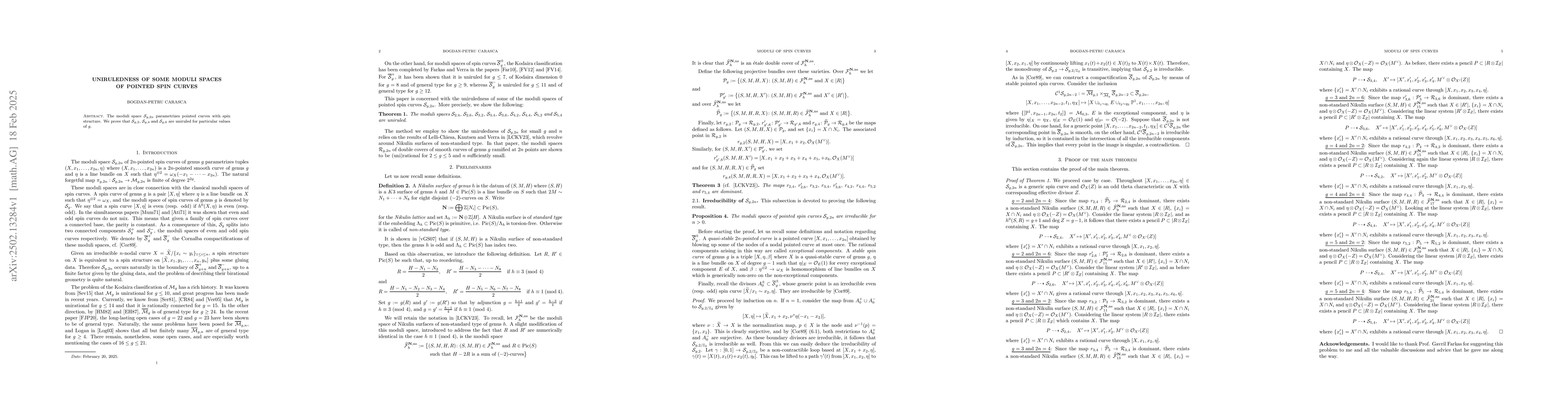 Thumbnail for Uniruledness of Some Moduli Spaces of Pointed Spin Curves