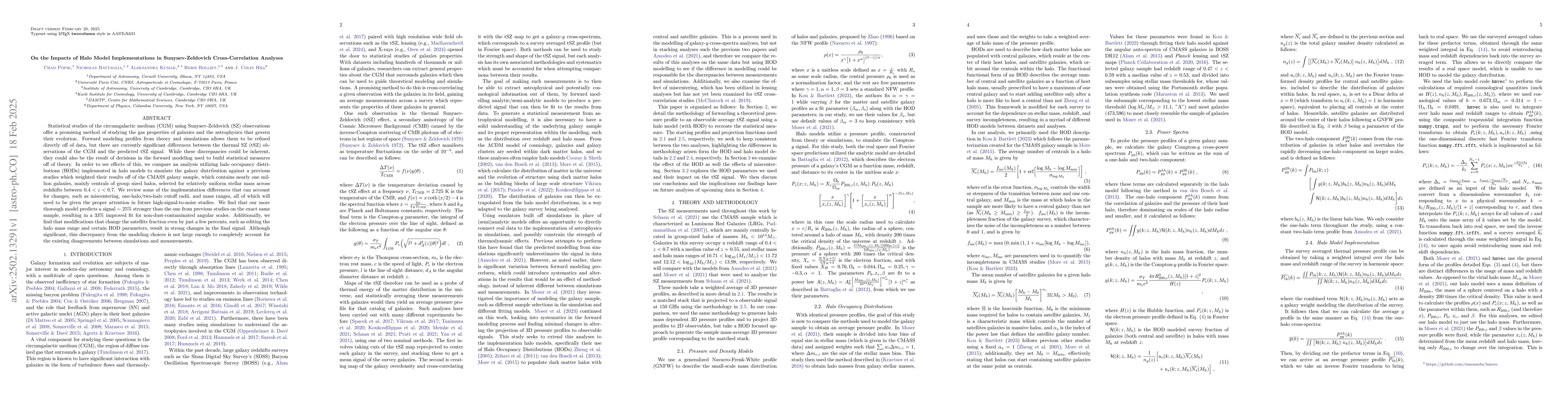 Thumbnail for On the Impacts of Halo Model Implementations in Sunyaev-Zeldovich
  Cross-Correlation Analyses