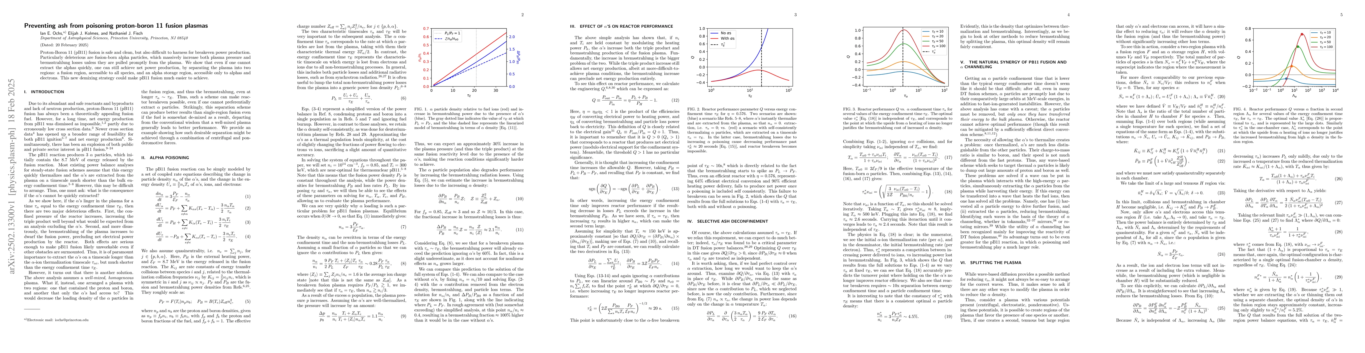 Thumbnail for Preventing ash from poisoning proton-boron 11 fusion plasmas