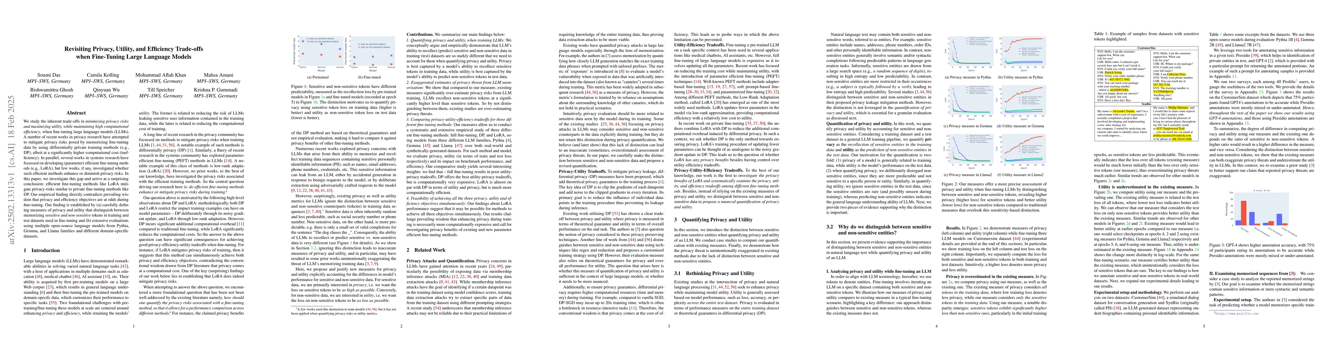 Thumbnail for Revisiting Privacy, Utility, and Efficiency Trade-offs when Fine-Tuning
  Large Language Models
