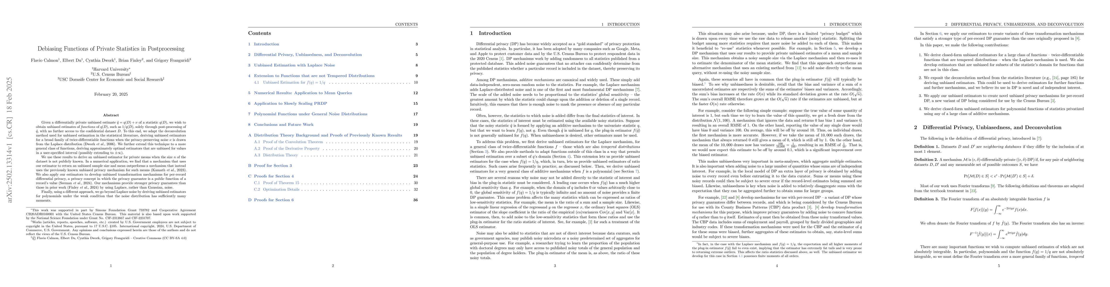 Thumbnail for Debiasing Functions of Private Statistics in Postprocessing
