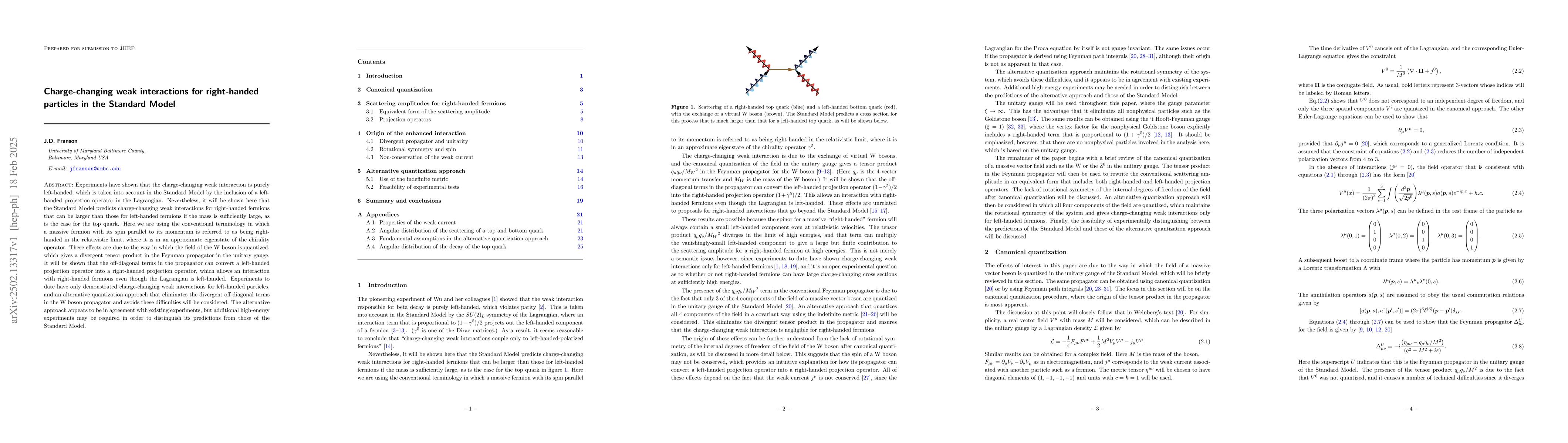 Thumbnail for Charge-changing weak interactions for right-handed particles in the
  Standard Model