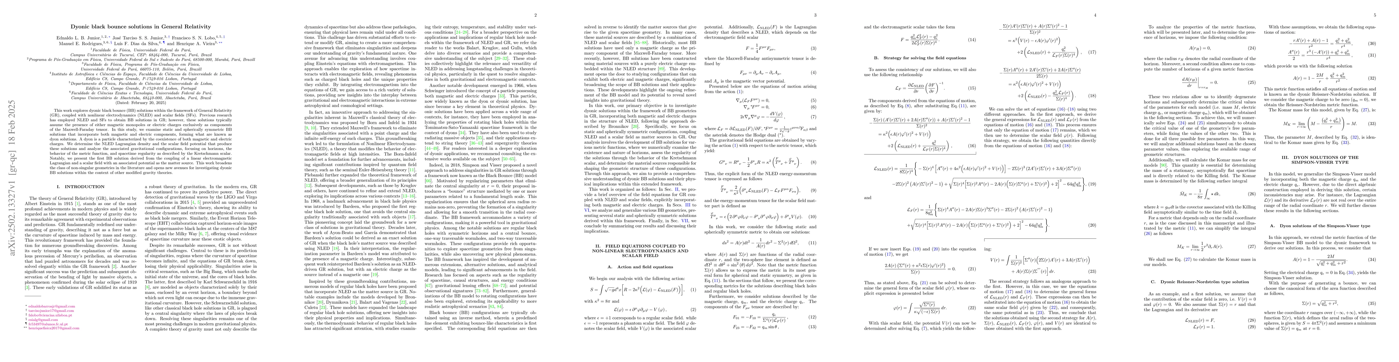 Thumbnail for Dyonic black bounce solutions in General Relativity