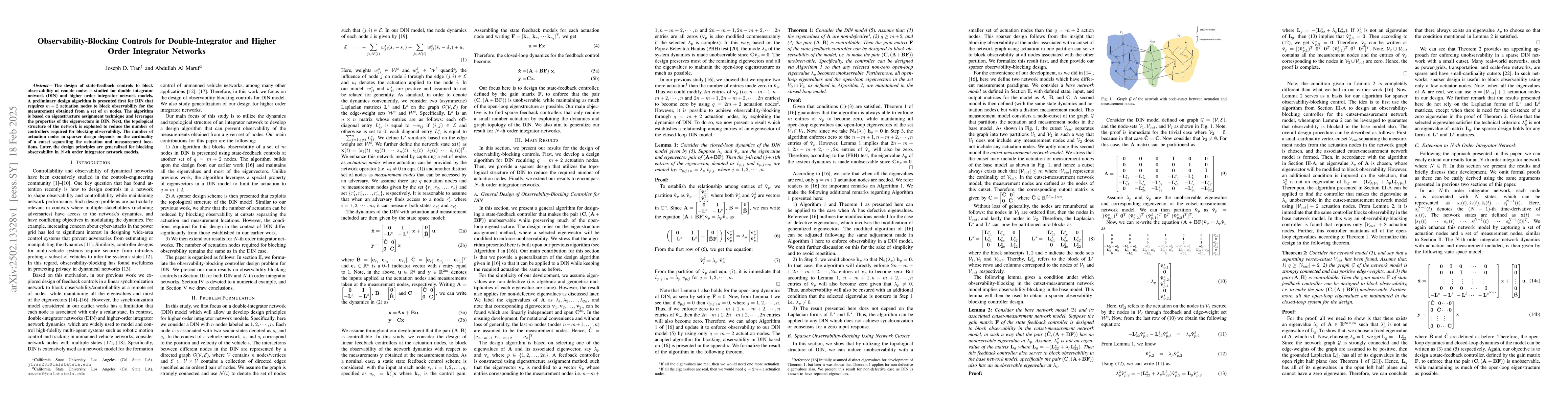 Thumbnail for Observability-Blocking Controls for Double-Integrator and Higher Order
  Integrator Networks