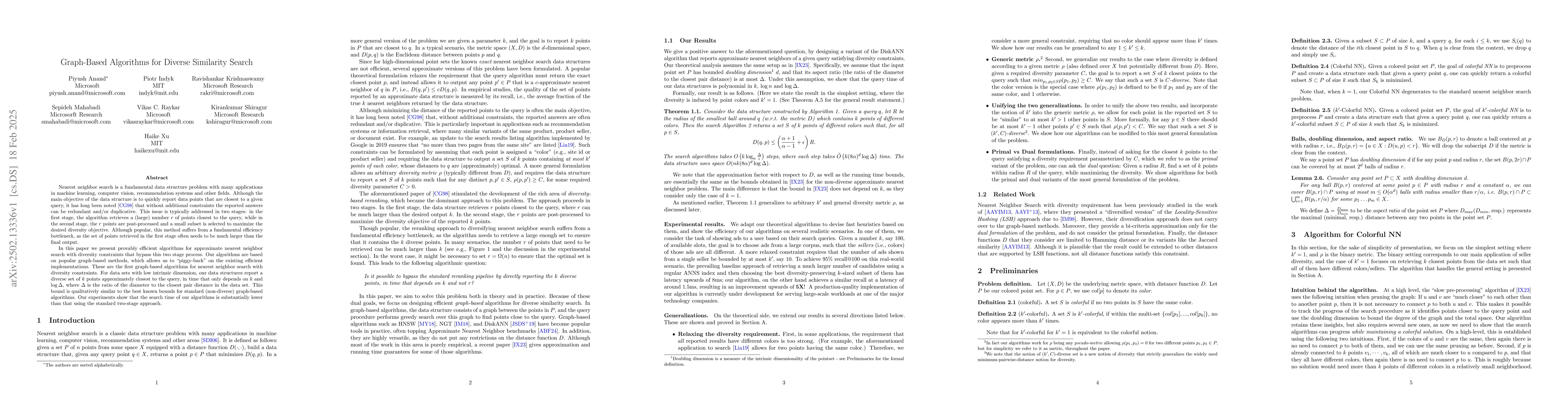 Thumbnail for Graph-Based Algorithms for Diverse Similarity Search