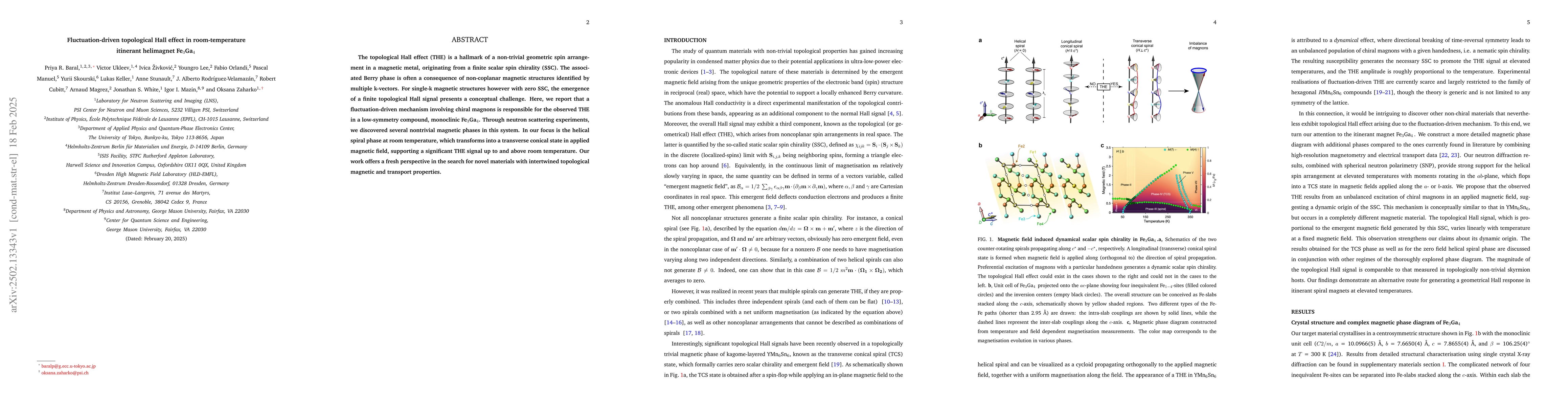 Thumbnail for Fluctuation-driven topological Hall effect in room-temperature itinerant
  helimagnet Fe3Ga4