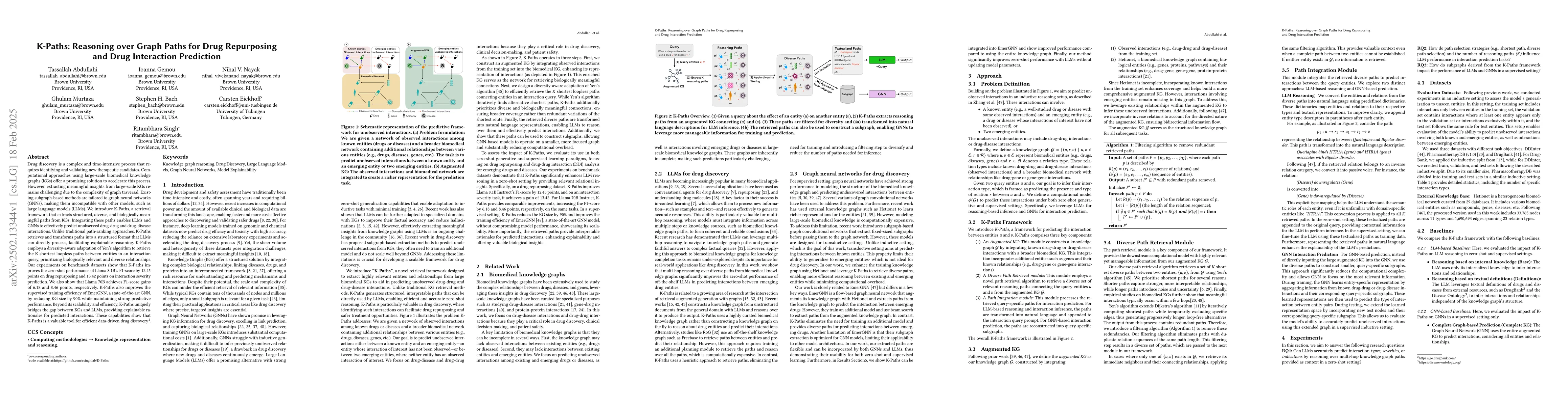 Thumbnail for K-Paths: Reasoning over Graph Paths for Drug Repurposing and Drug
  Interaction Prediction