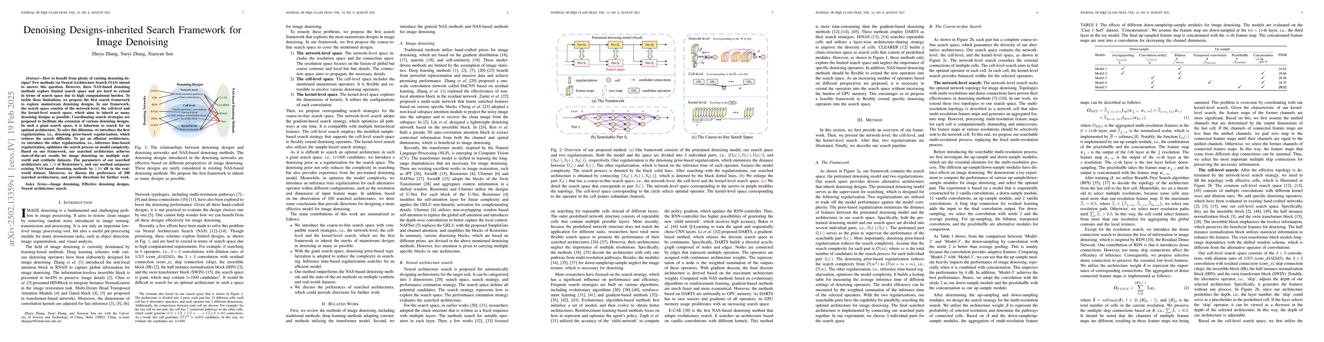 Thumbnail for Denoising Designs-inherited Search Framework for Image Denoising