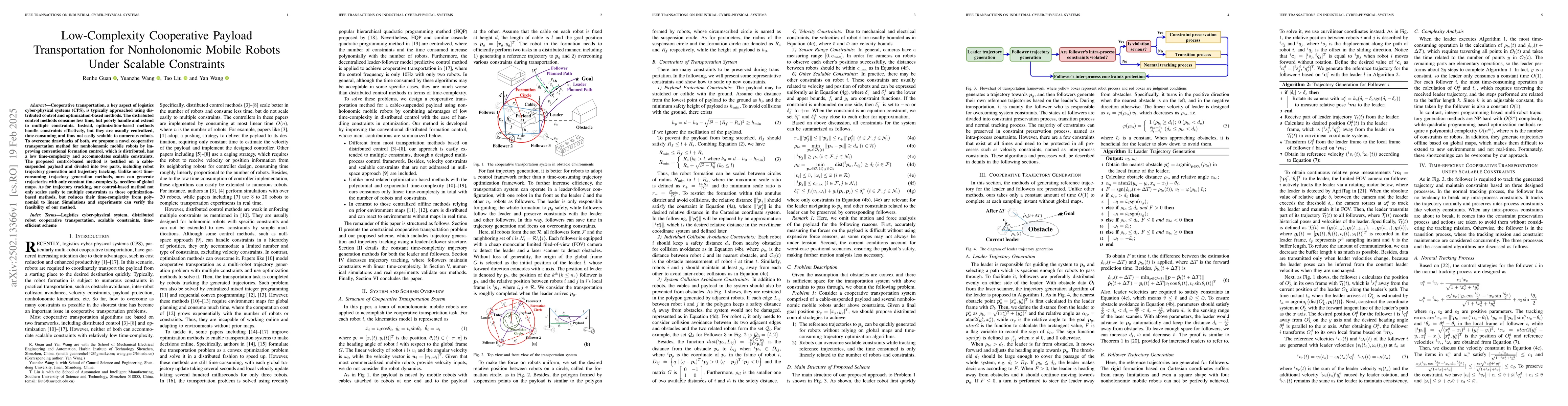 Thumbnail for Low-Complexity Cooperative Payload Transportation for Nonholonomic
  Mobile Robots Under Scalable Constraints
