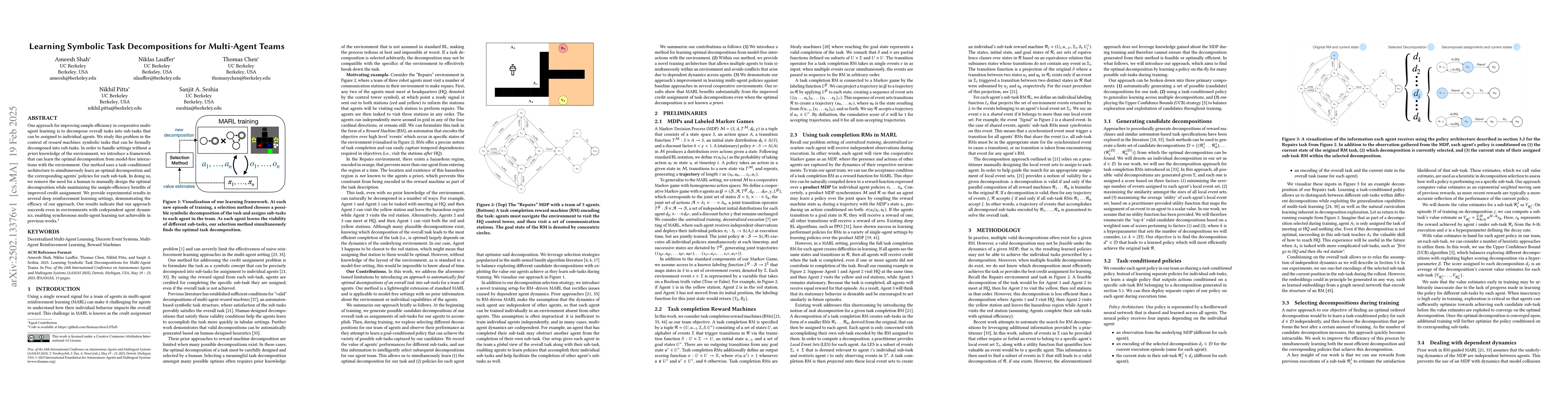 Thumbnail for Learning Symbolic Task Decompositions for Multi-Agent Teams