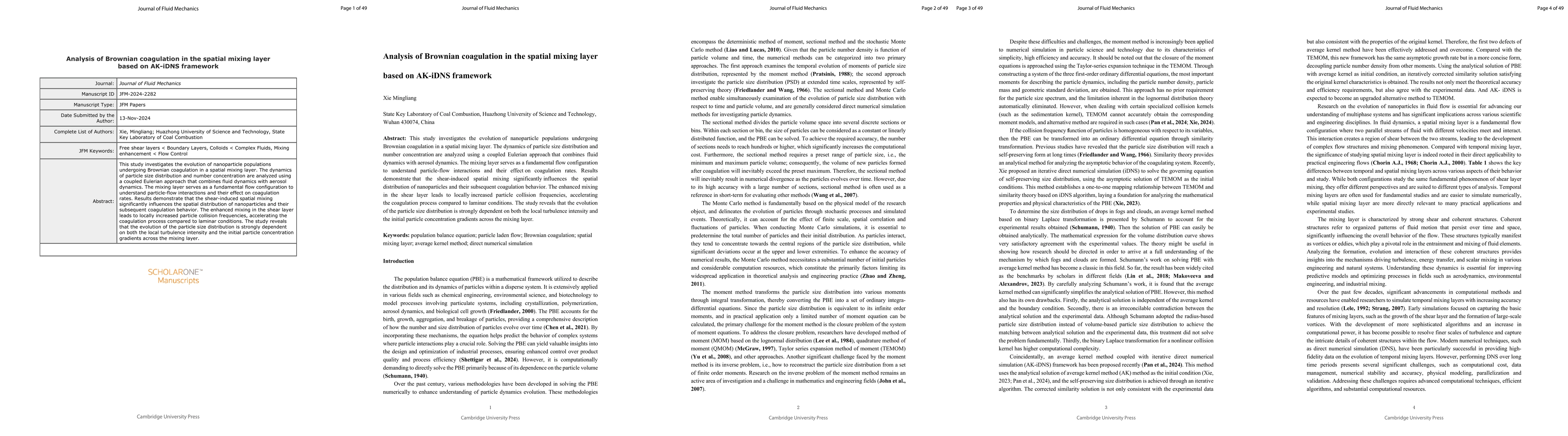 Thumbnail for Analysis of Brownian coagulation in the spatial mixing layer based on
  average kernel coupled with iterative direct numerical simulation framework