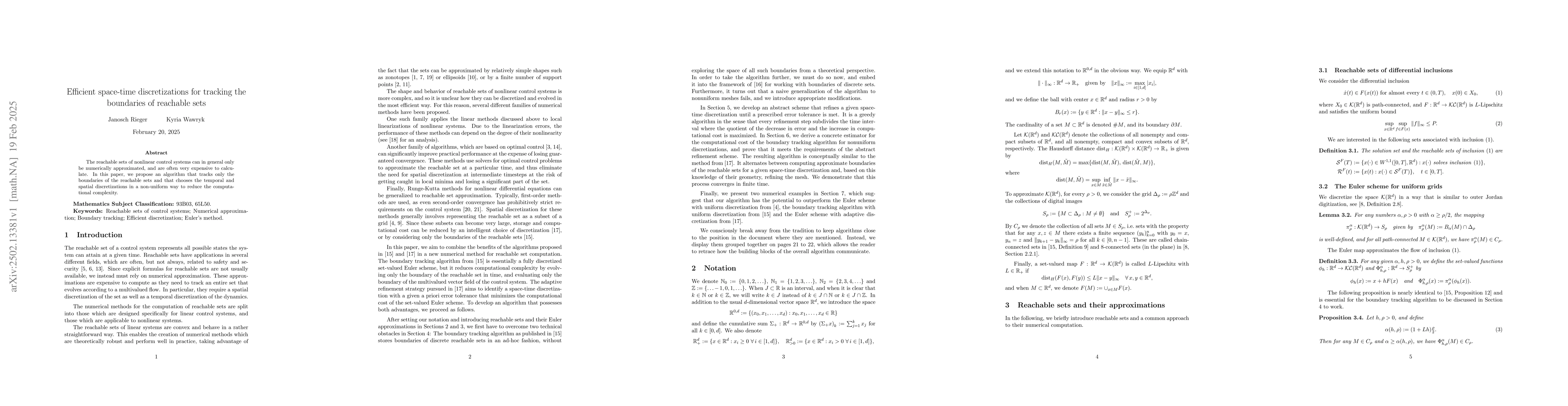 Thumbnail for Efficient space-time discretizations for tracking the boundaries of
  reachable sets
