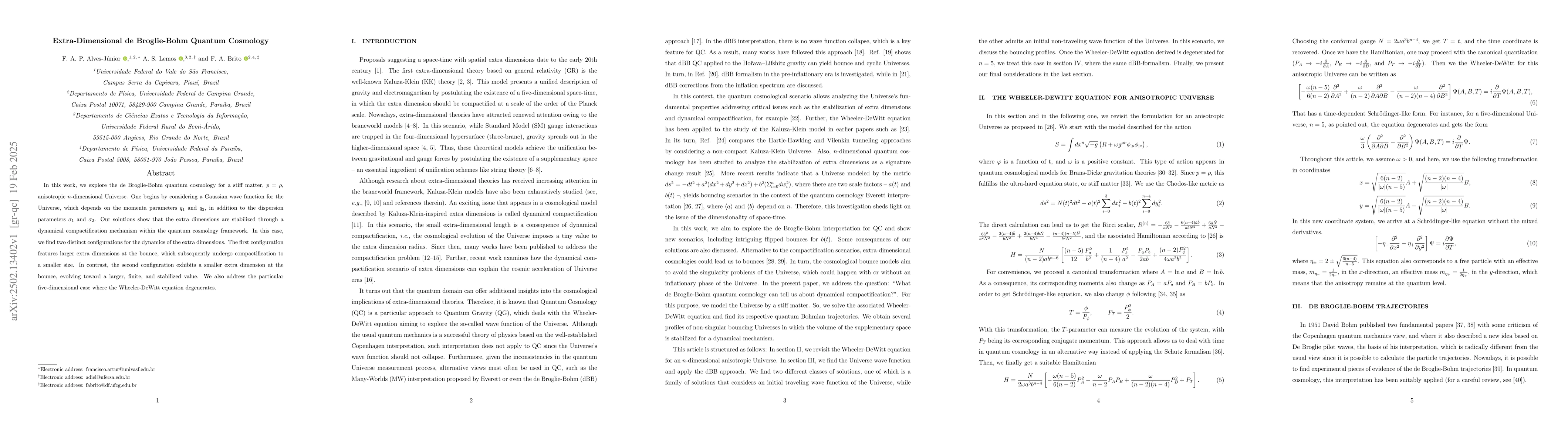 Thumbnail for Extra-Dimensional de Broglie-Bohm Quantum Cosmology