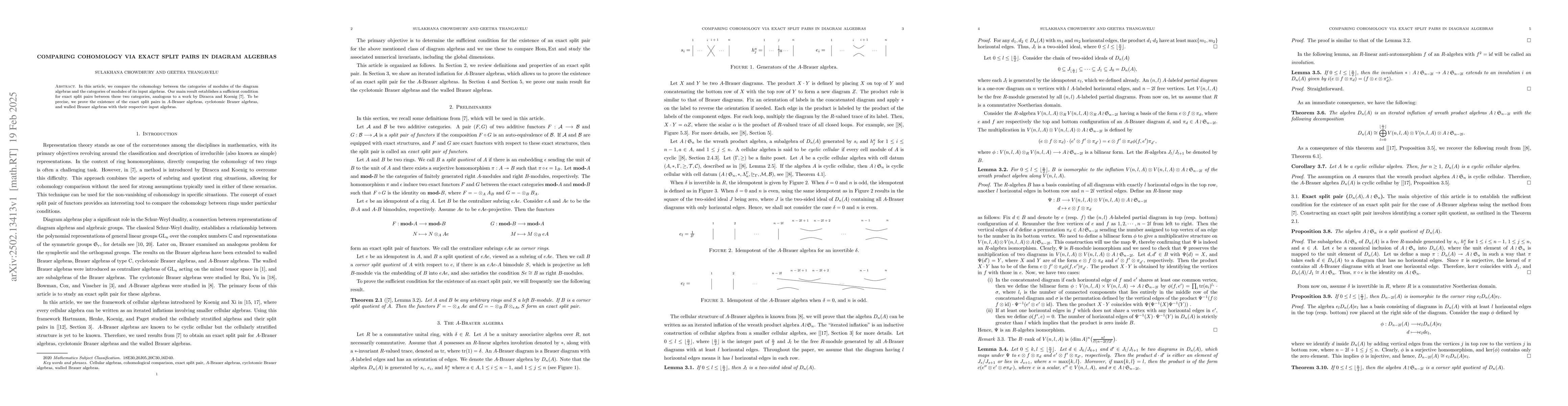 Thumbnail for Comparing cohomology via exact split pairs in diagram algebras