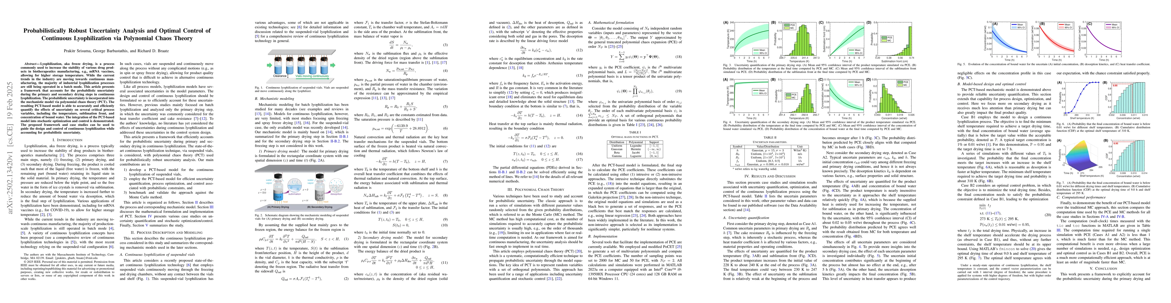 Thumbnail for Probabilistically Robust Uncertainty Analysis and Optimal Control of
  Continuous Lyophilization via Polynomial Chaos Theory