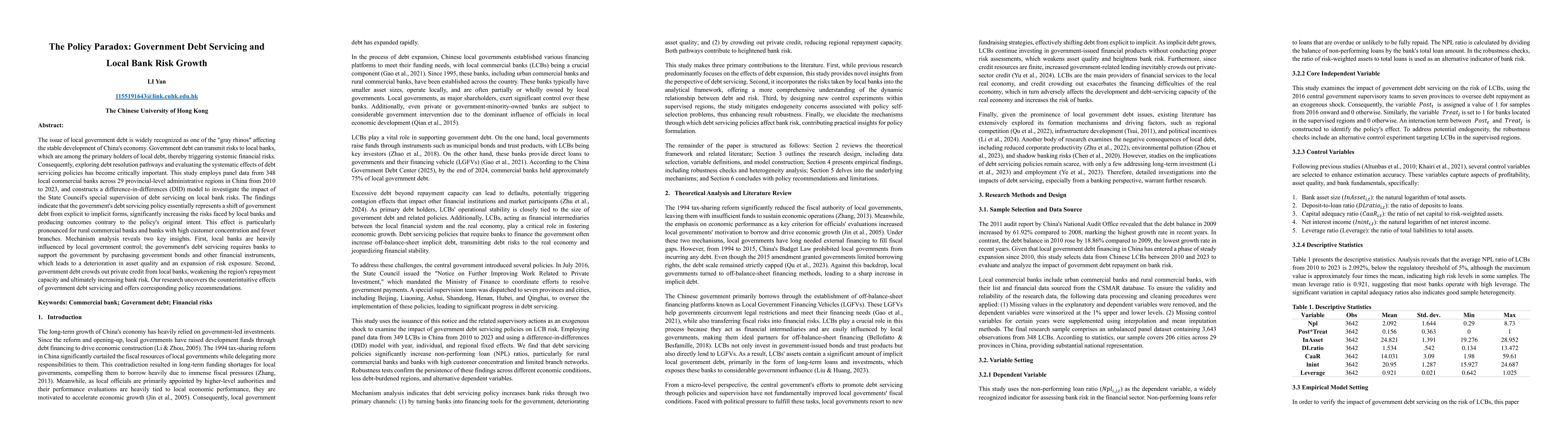 Thumbnail for The Policy Paradox: Government Debt Servicing and Local Bank Risk Growth
