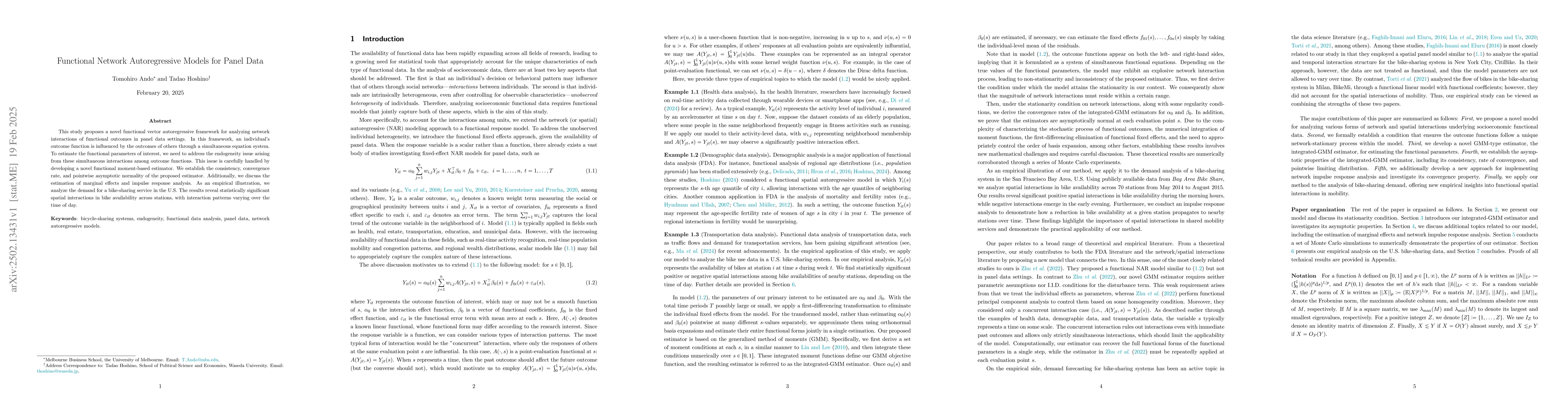 Thumbnail for Functional Network Autoregressive Models for Panel Data