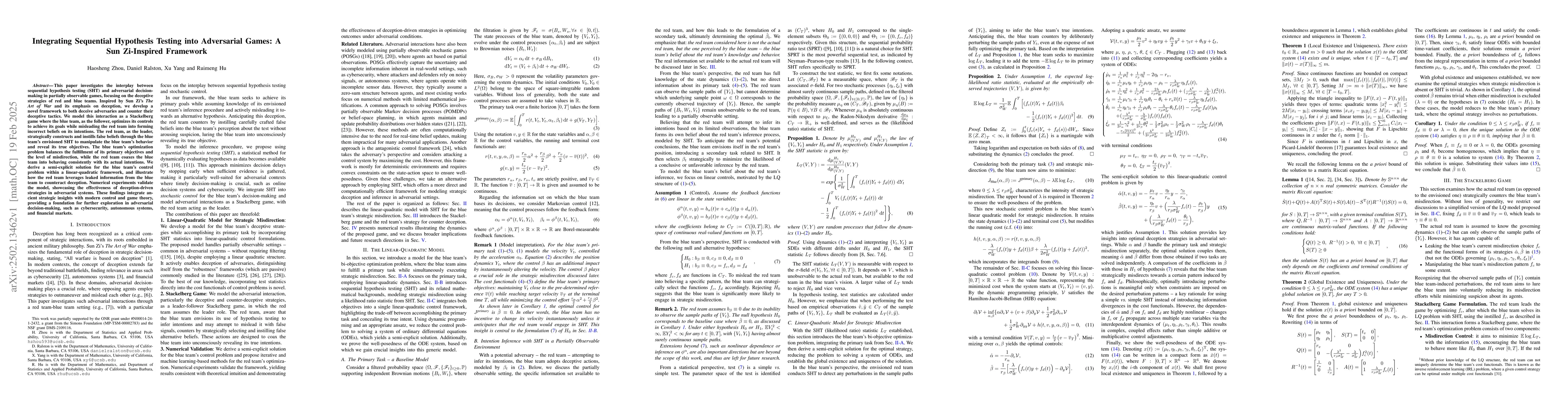 Thumbnail for Integrating Sequential Hypothesis Testing into Adversarial Games: A Sun
  Zi-Inspired Framework