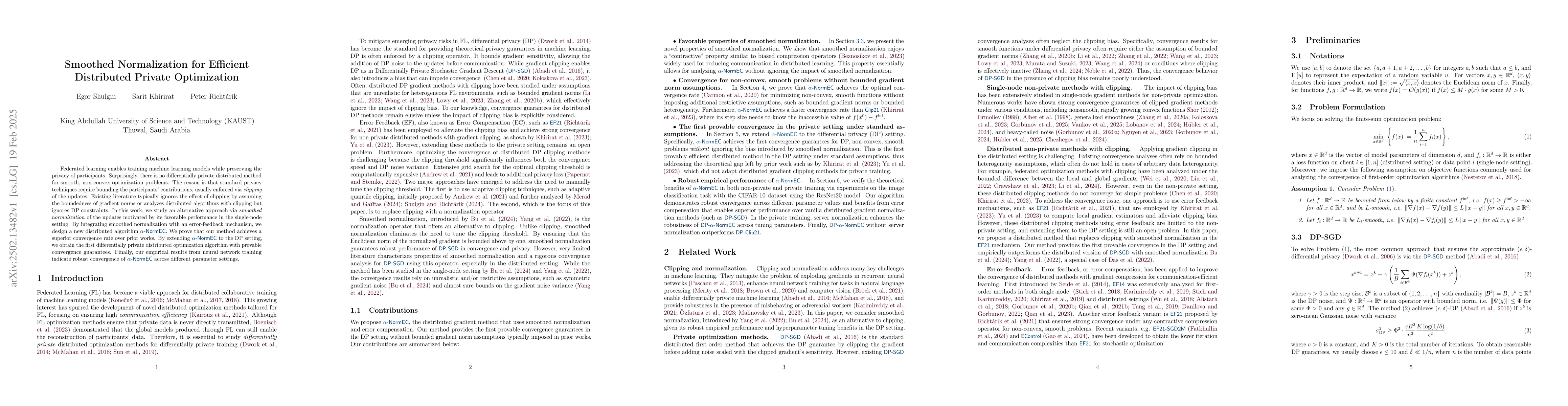 Thumbnail for Smoothed Normalization for Efficient Distributed Private Optimization