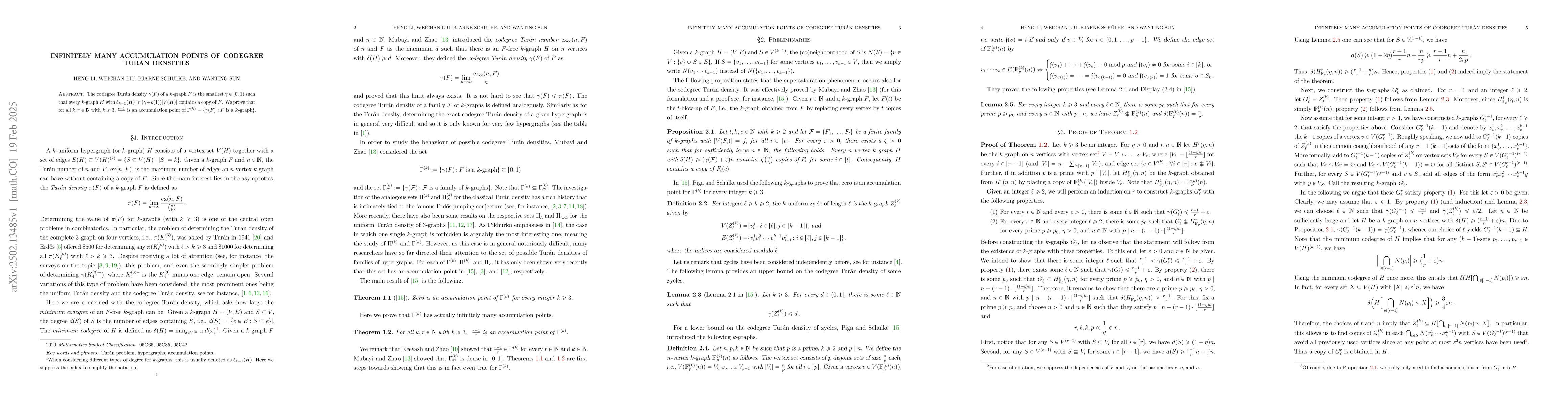 Thumbnail for Infinitely many accumulation points of codegree Turán densities