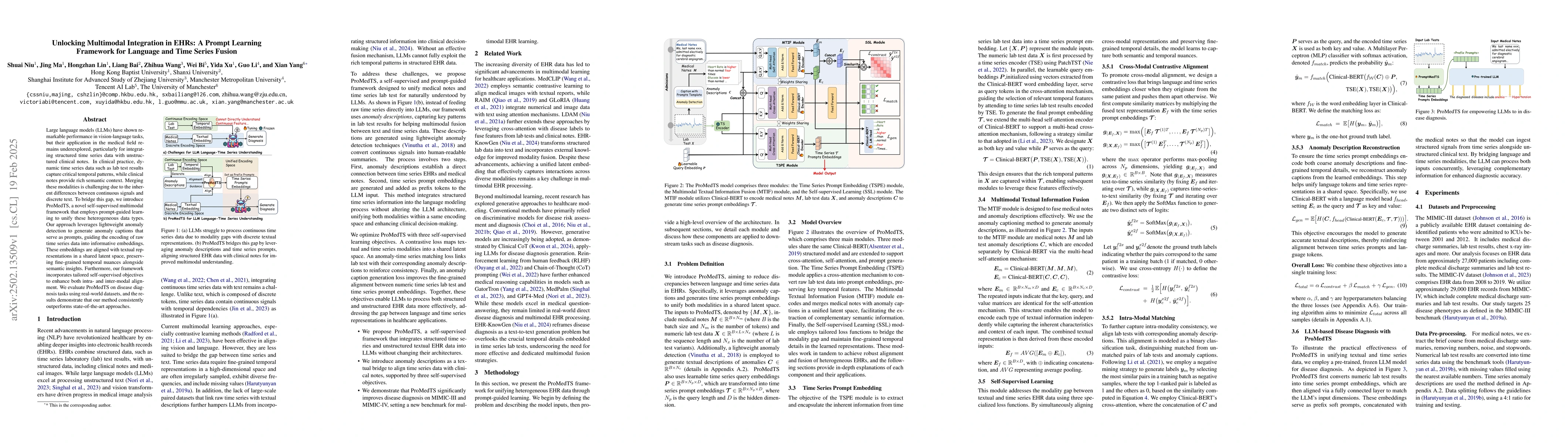 Thumbnail for Unlocking Multimodal Integration in EHRs: A Prompt Learning Framework
  for Language and Time Series Fusion