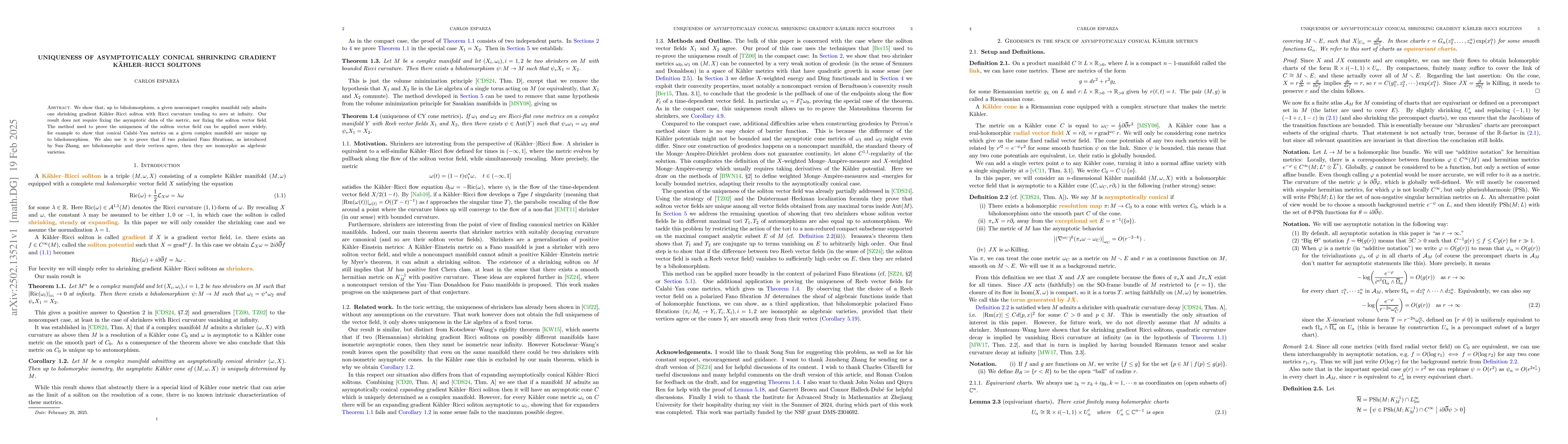 Thumbnail for Uniqueness of asymptotically conical shrinking gradient Kähler-Ricci
  solitons