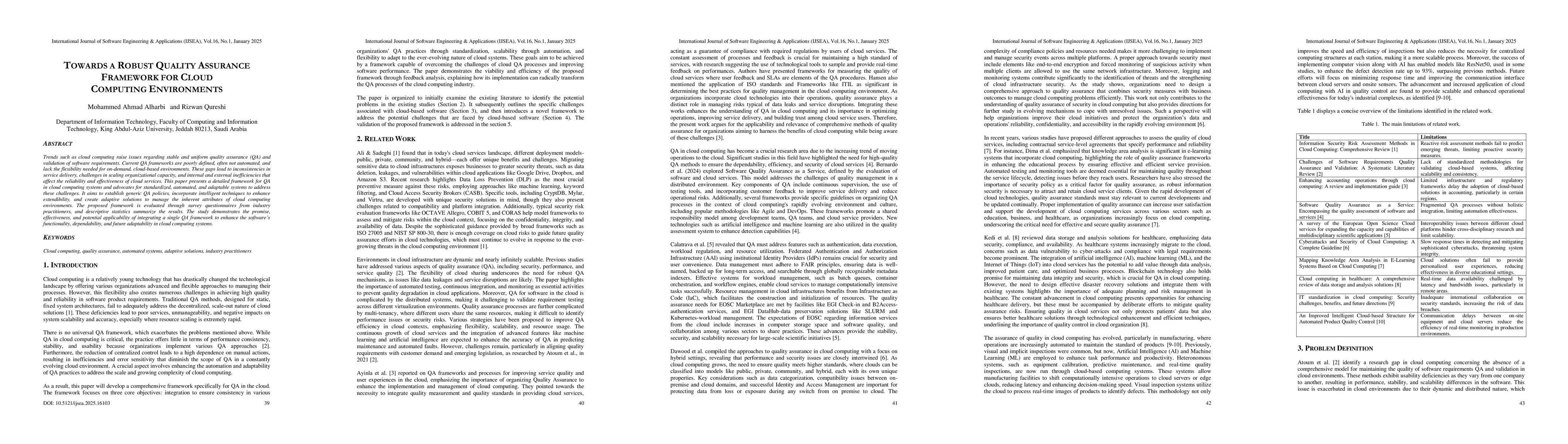 Thumbnail for Towards a Robust Quality Assurance Framework for Cloud Computing
  Environments