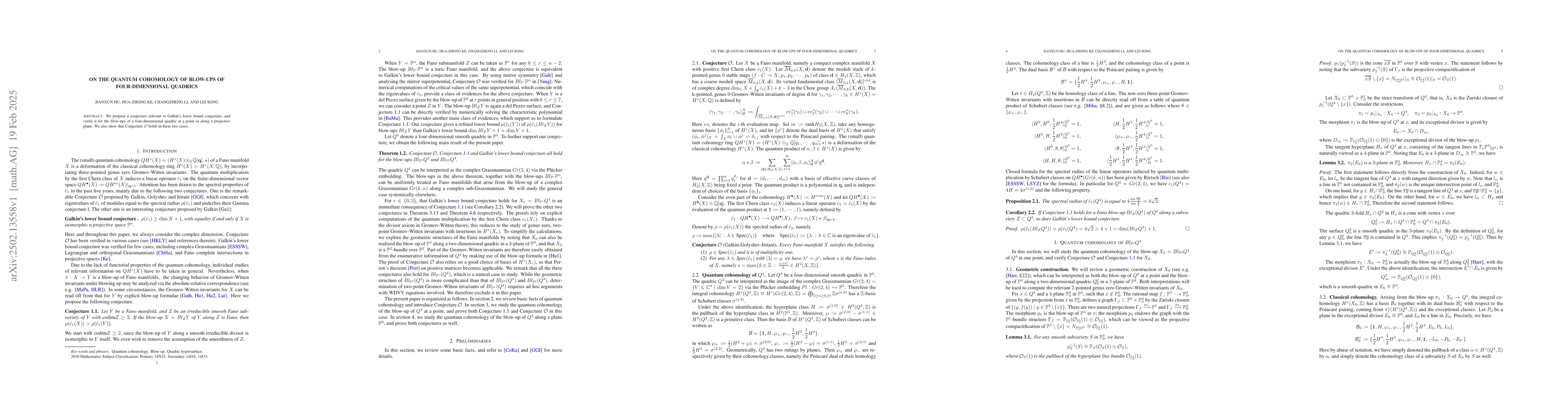 Thumbnail for On the quantum cohomology of blow-ups of four-dimensional quadrics