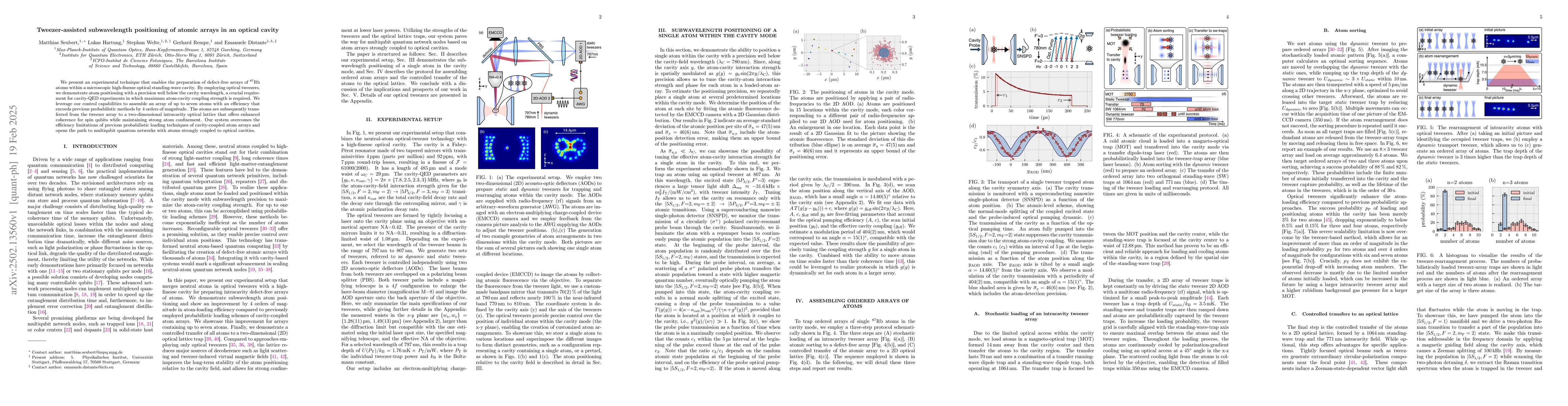 Thumbnail for Tweezer-assisted subwavelength positioning of atomic arrays in an
  optical cavity