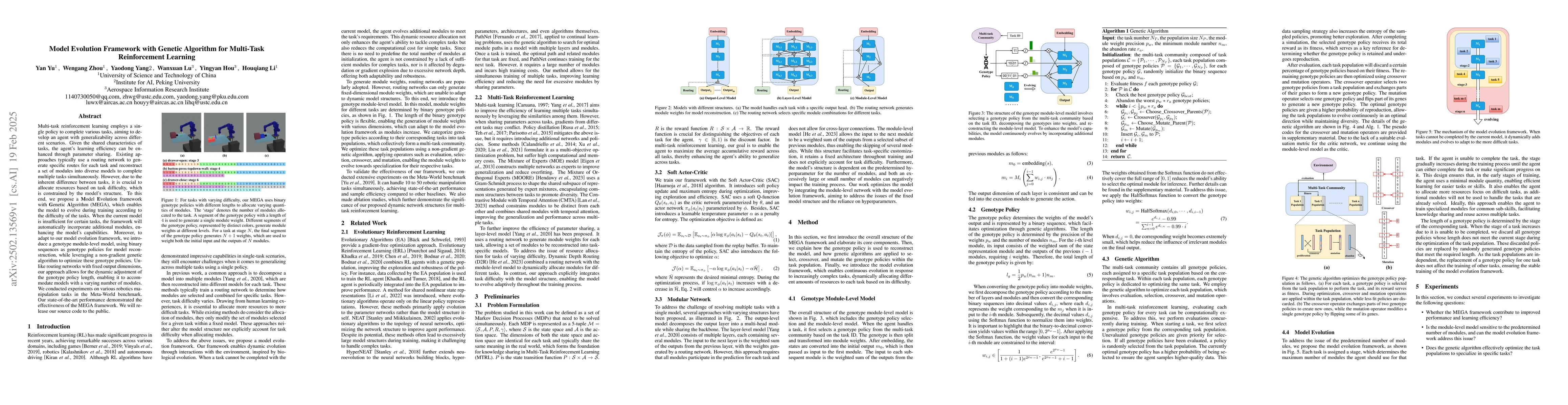 Thumbnail for Model Evolution Framework with Genetic Algorithm for Multi-Task
  Reinforcement Learning