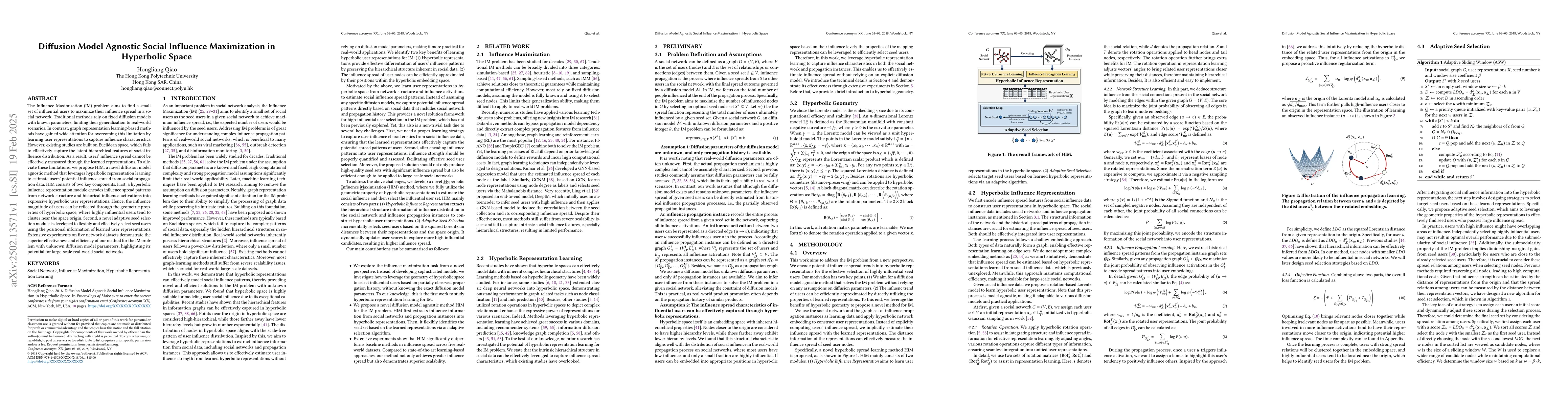 Thumbnail for Diffusion Model Agnostic Social Influence Maximization in Hyperbolic
  Space