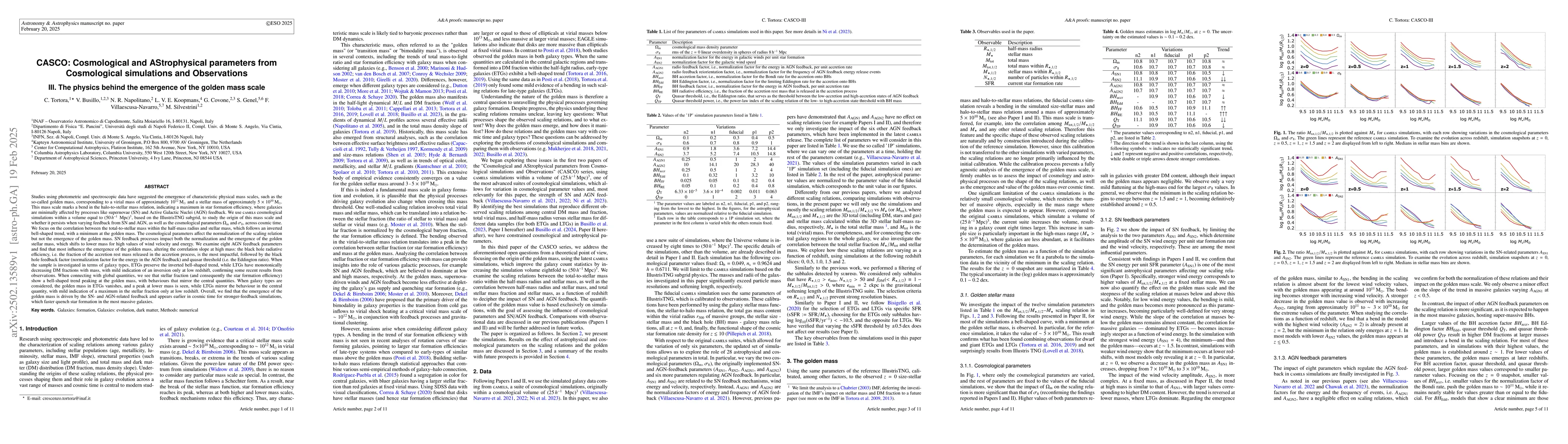 Thumbnail for CASCO: Cosmological and AStrophysical parameters from Cosmological
  simulations and Observations III. The physics behind the emergence of the
  golden mass scale