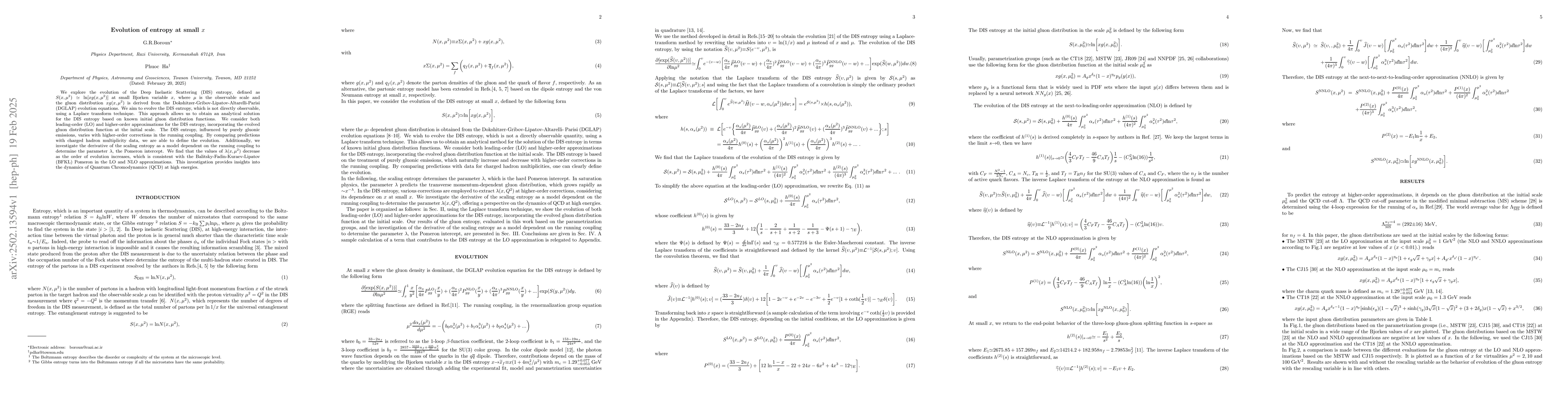 Thumbnail for Evolution of entropy at small $x$