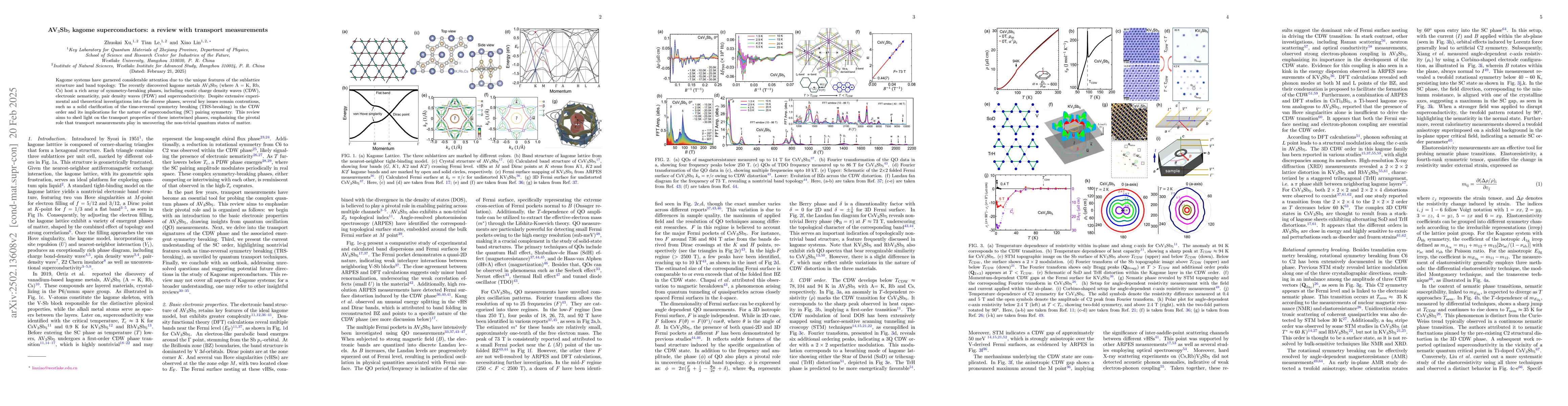 Thumbnail for AV$_3$Sb$_5$ kagome superconductors: a review with transport
  measurements