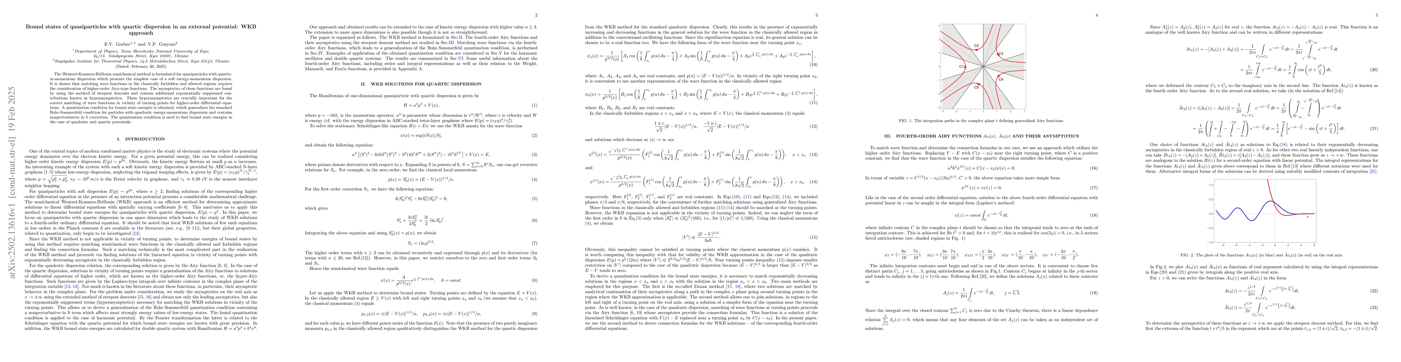Thumbnail for Bound states of quasiparticles with quartic dispersion in an external
  potential: WKB approach