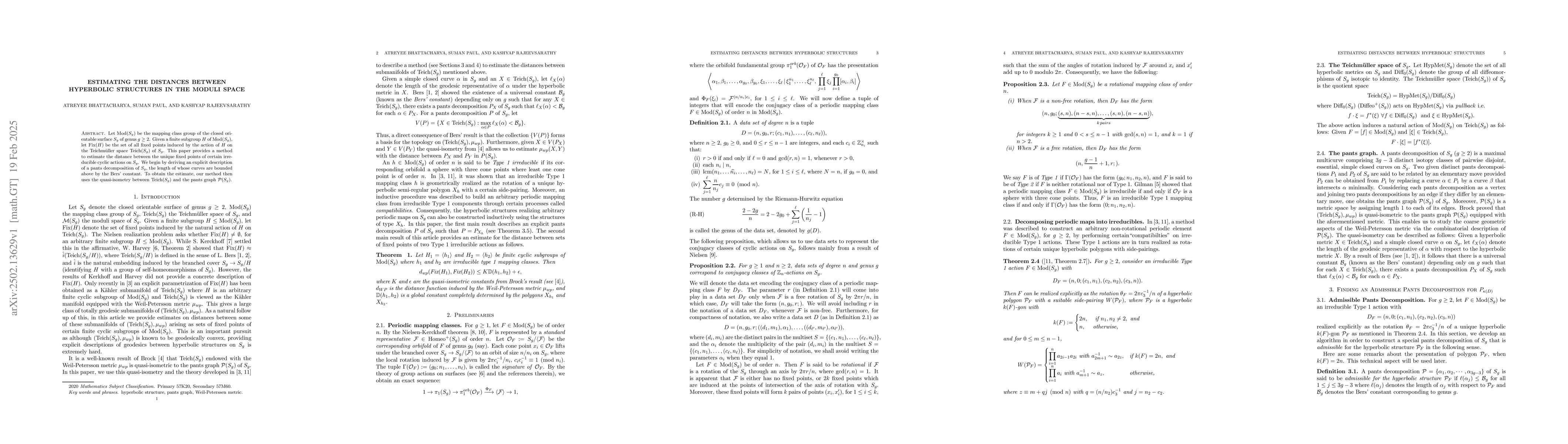 Thumbnail for Estimating the distances between hyperbolic structures in the moduli
  space