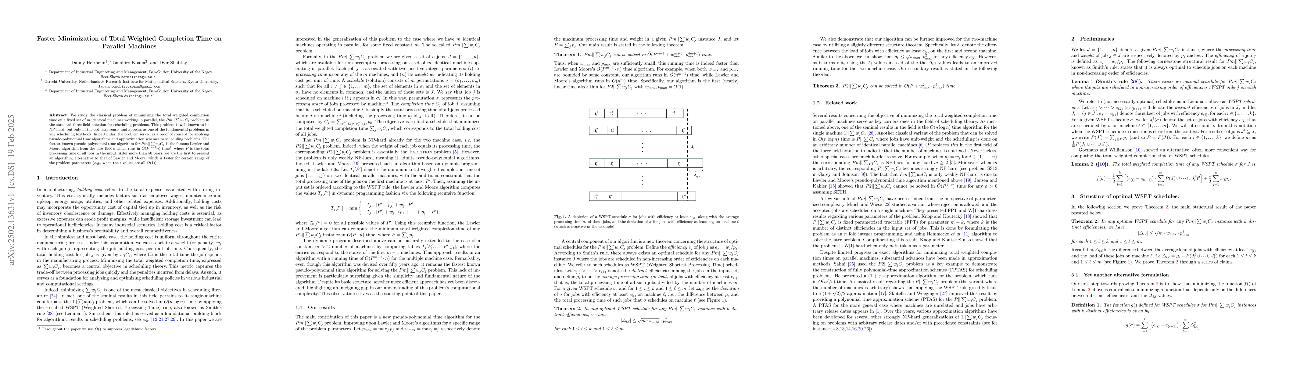 Thumbnail for Faster Minimization of Total Weighted Completion Time on Parallel
  Machines